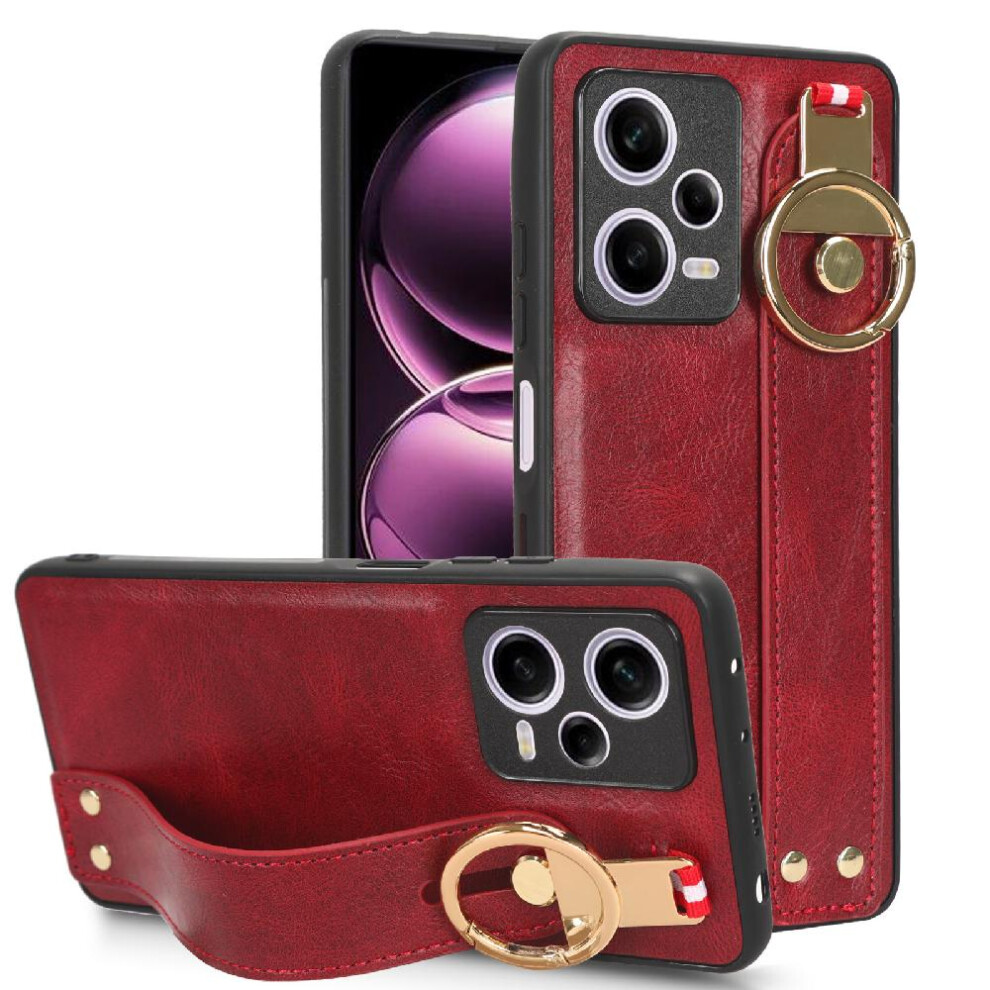 (Red) Case For Xiaomi Mi Note 12 Pro 5G Convenience Compatibility Wrist Strap Premium Pu Leather Red 764762646752