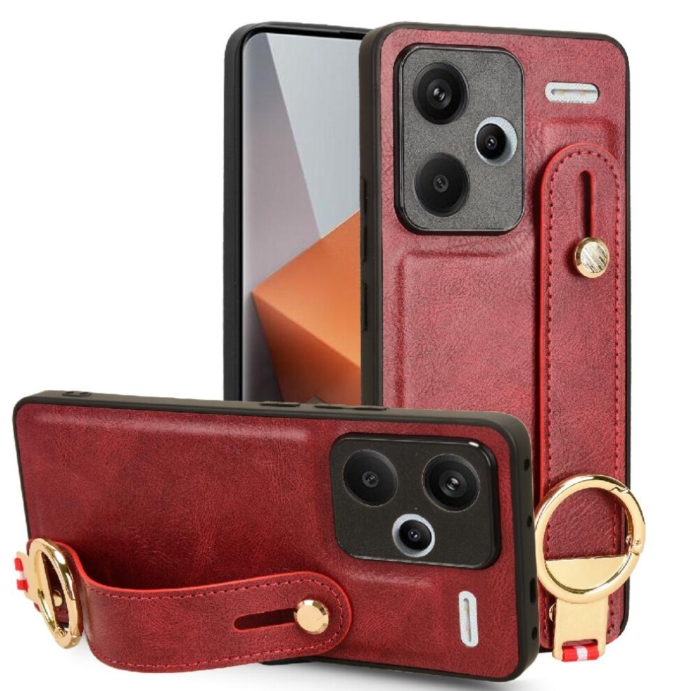 (Red) Case For Xiaomi Mi Note 13 Pro Plus Wrist Strap Convenience Premium Pu Leather Compatibility Red 764762647209
