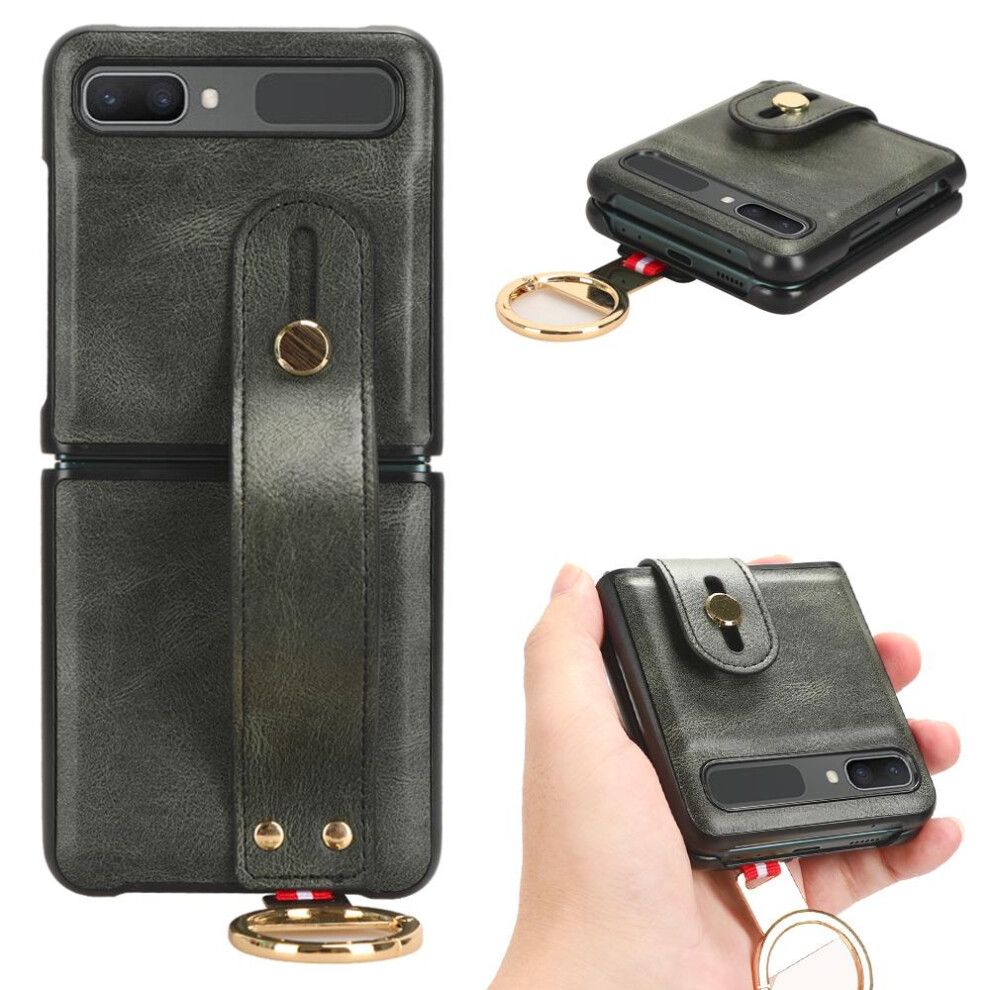 (Green) Case For Samsung Galaxy Z Flip Convenience Wrist Strap Compatibility Premium Pu Leather Green 764762647575