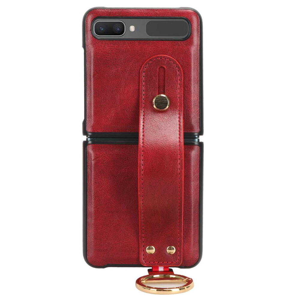 (Red) Case For Samsung Galaxy Z Flip Convenience Wrist Strap Compatibility Premium Pu Leather Red 764762647551