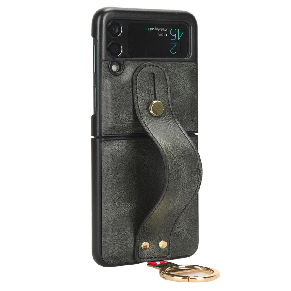 (Green) Case For Samsung Galaxy Z Flip 3 Premium Pu Leather Wrist Strap Compatibility Convenience Green 764762647728