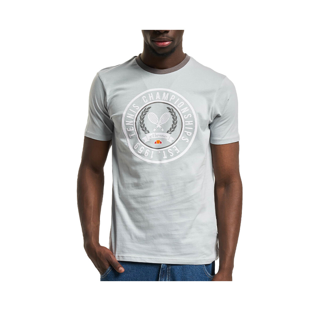 (Light Grey, S) ELLESSE SEGNA Mens T Shirts Cotton Holiday Top