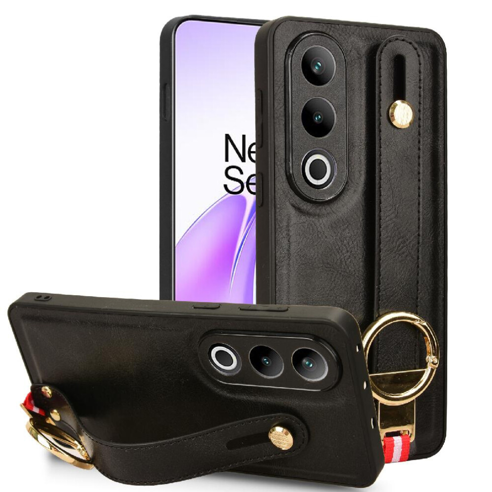 (Black) Case For Oneplus Nord Ce4 5G Compatibility Convenience Premium Pu Leather Wrist Strap Black 764762649241