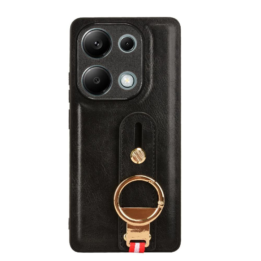 (Black) Case For Xiaomi Redmi Note 13 Pro 4G Premium Pu Leather Convenience Compatibility Wrist Strap Black 764762649395
