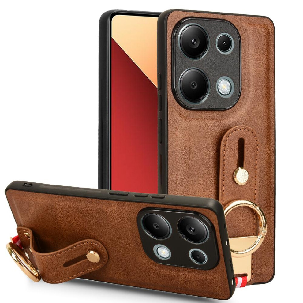 (Brown) Case For Xiaomi Redmi Note 13 Pro 4G Premium Pu Leather Convenience Compatibility Wrist Strap Brown 764762649432