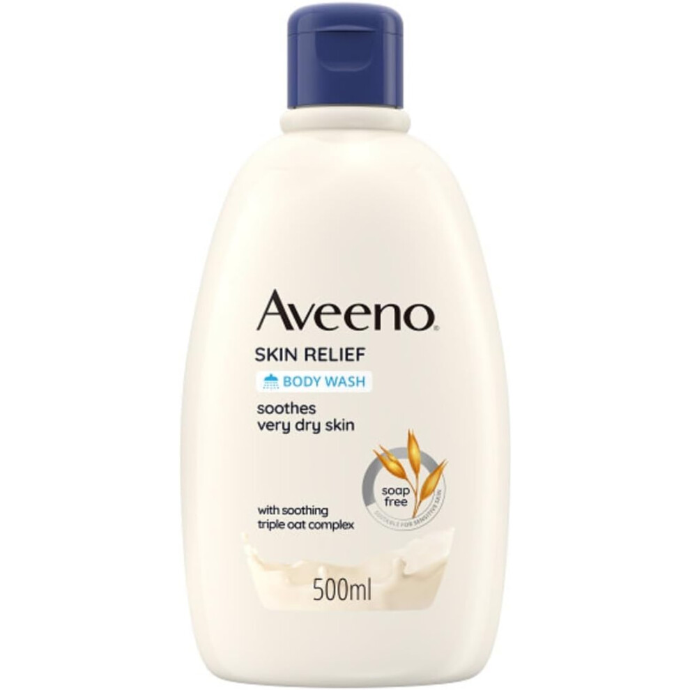 Aveeno Skin Relief Moisturising Body Wash With Soothing Triple Oat Complex Suitable Sensitive Skin Cleanses without Drying Soap Free Unscented 500ml