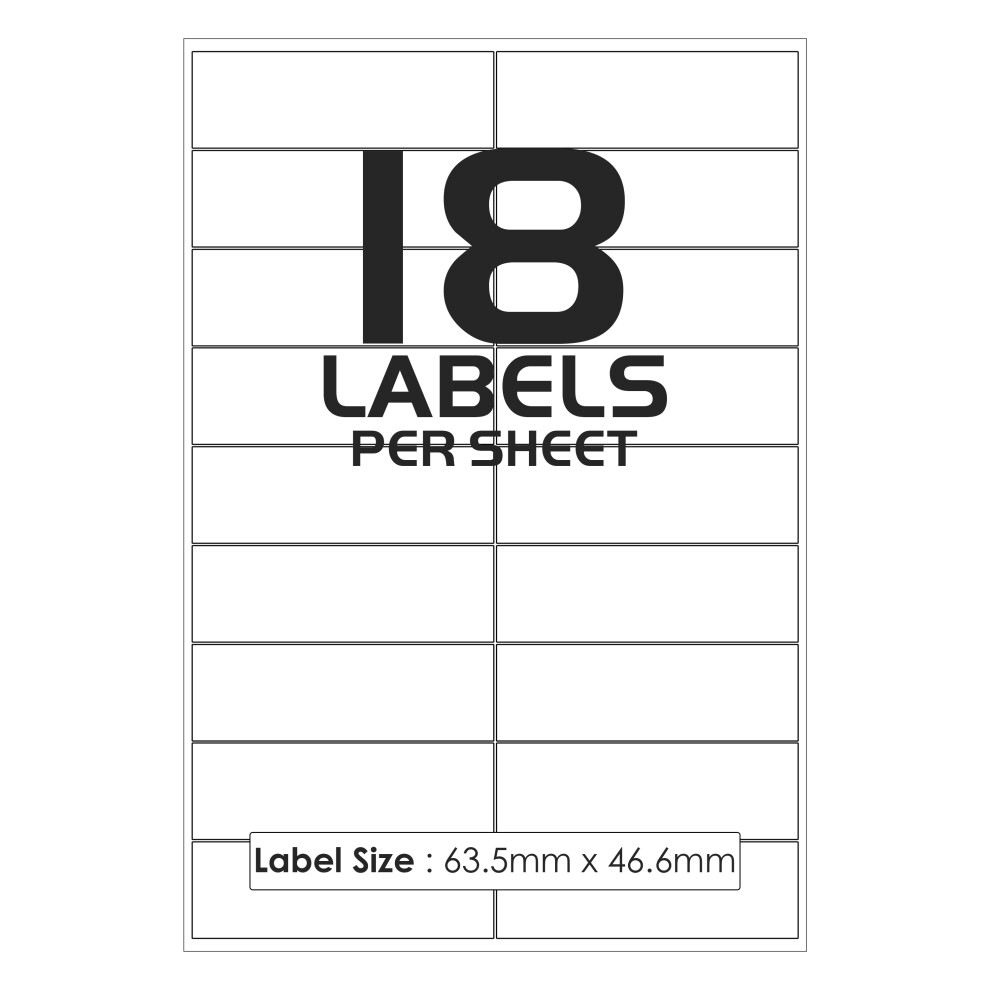 (50 Sheets (900 Sticky Label)) 18 Sheet Per Page White Blank Matt Self-Adhesive A4 Address Shipping Labels Stickers