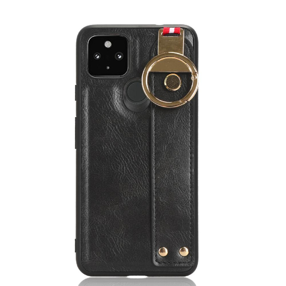 (Black) Case For Google Pixel 5 Premium Pu Leather Wrist Strap Compatibility Convenience Black 764762651497