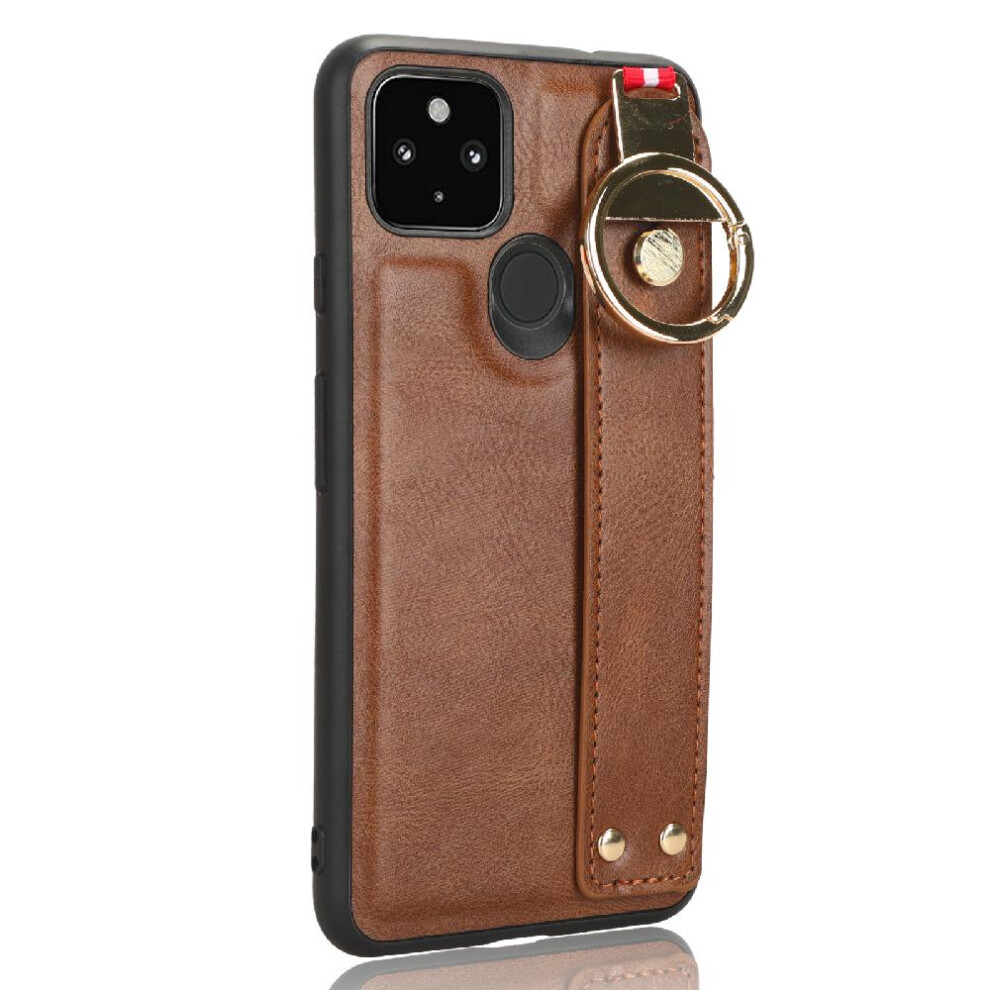 (Brown) Case For Google Pixel 4A Compatibility Convenience Wrist Strap Premium Pu Leather Brown 764762651787
