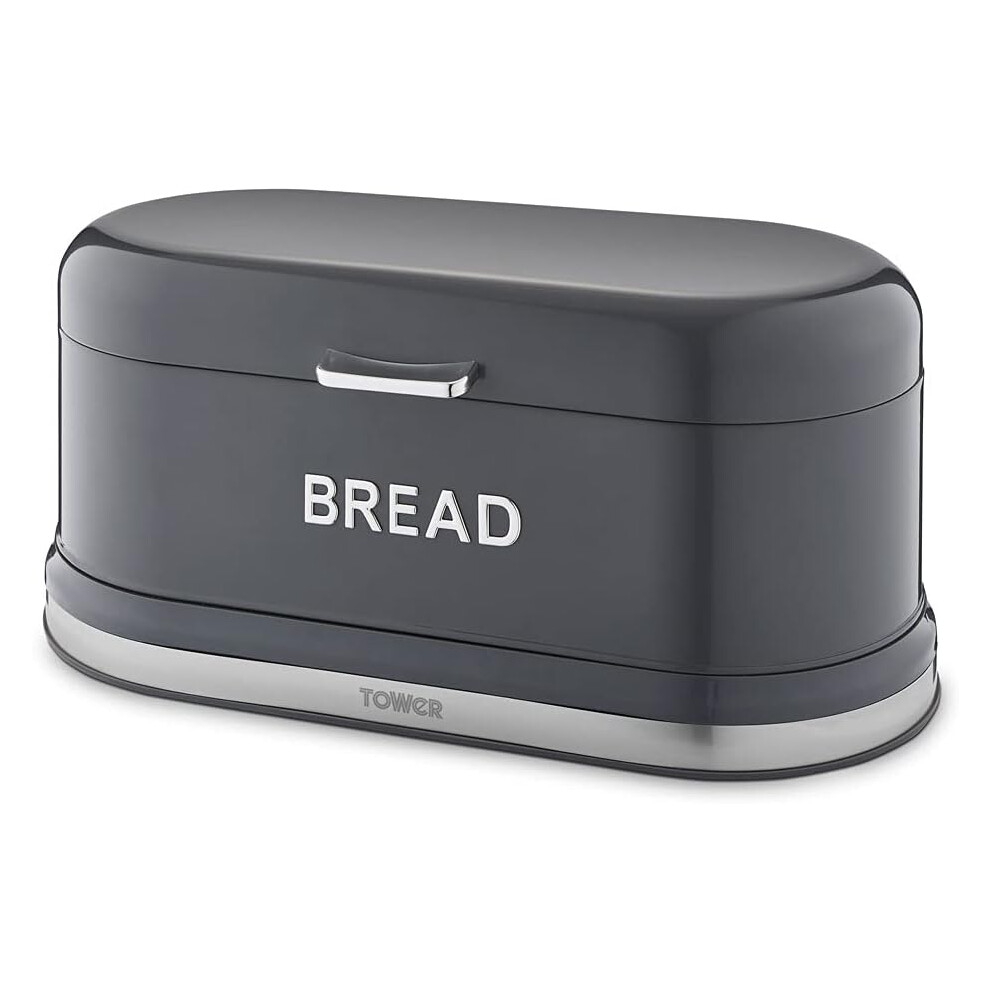 Tower Belle Bread bin Grey Graphite Stylish Storage Breadbin Container Kitchen