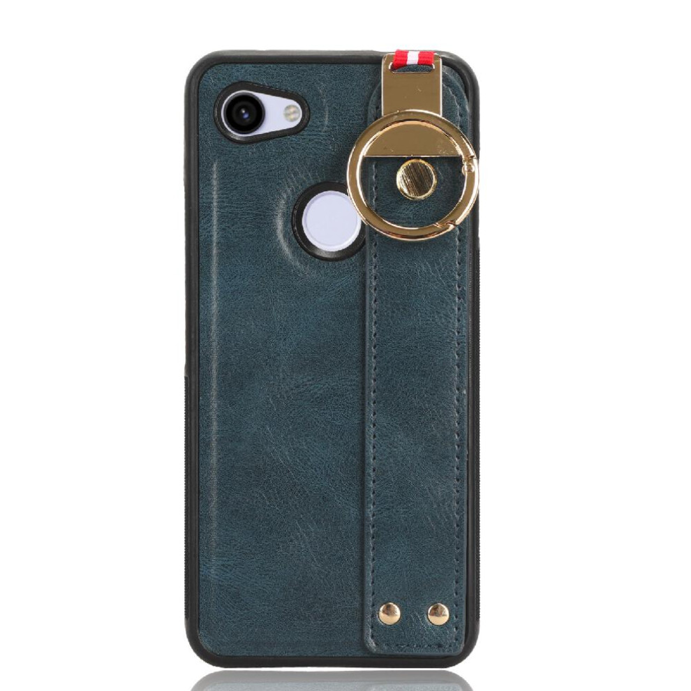 (Blue) Case For Google Pixel 3A Xl Compatibility Wrist Strap Premium Pu Leather Convenience Blue 764762651961