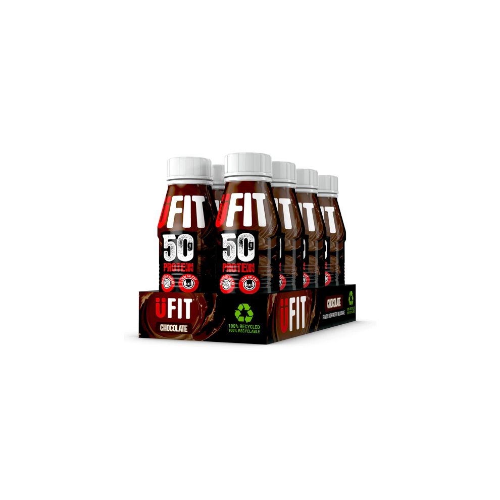 UFit 50g High Protein Shake Ready 2 Drink Chocolate Flavour Milkshake 8x 500mls Nov 24 