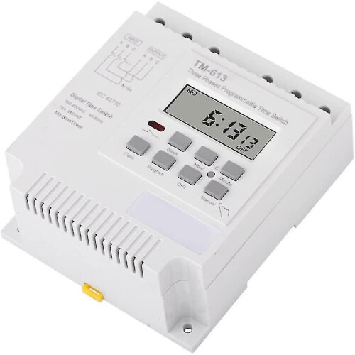 Timer Switch Controller, Tm613 380v Intelligent Three Phase Programmable Waterproof Cover With Wire Connectors (1pc, White) 2