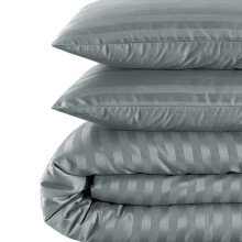 (Super King, CHARCOAL) Satin Stripe Duvet Quilt Cover Bedding Set In All Sizes
