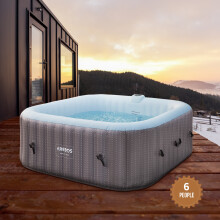 AREBOS Whirlpool Inflatable Indoor & Outdoor 6 People 130 Massage Jets with Heating 910 Litres Includes Cover Bubble Spa & Wellness Massage