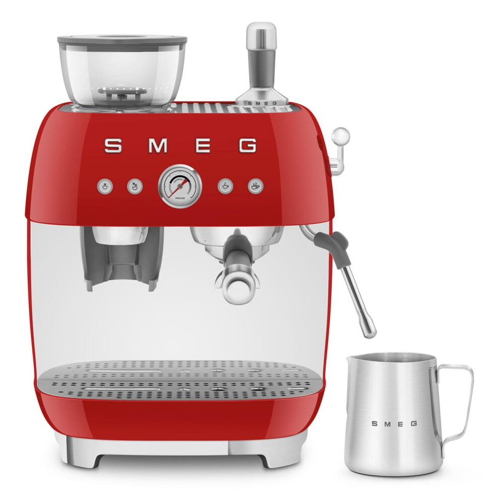 Smeg Espresso Coffee Machine with Grinder, EGF03RDUK, Red | Size: A - Image 5