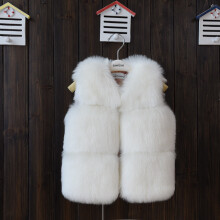 (White, 5-6Years) Winter Kids Girls Fluffy Faux Fur Vest Coat Thick