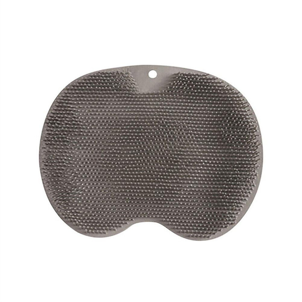 (gray) Silicone Shower Foot Scrubber Back Body Brush Massager Pad Mat Bathroom Cleaning