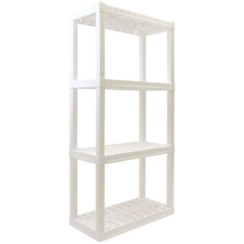 Koolatron Oskar 4 Tier Large Plastic Shelving Unit Heavy Duty Storage Shelf