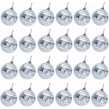Silver Disco Ball Hanging Mirror Ornaments 24 Pack