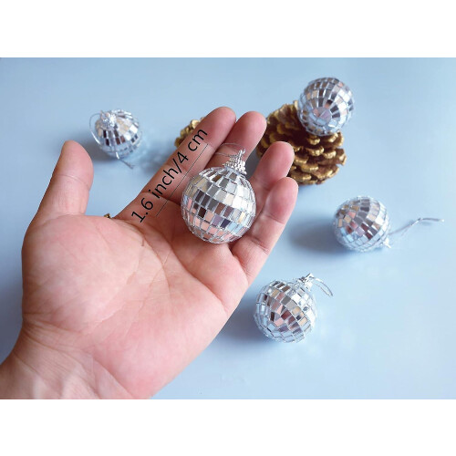 Silver Disco Ball Hanging Mirror Ornaments 24 Pack 2