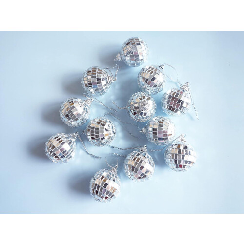 Silver Disco Ball Hanging Mirror Ornaments 24 Pack 1