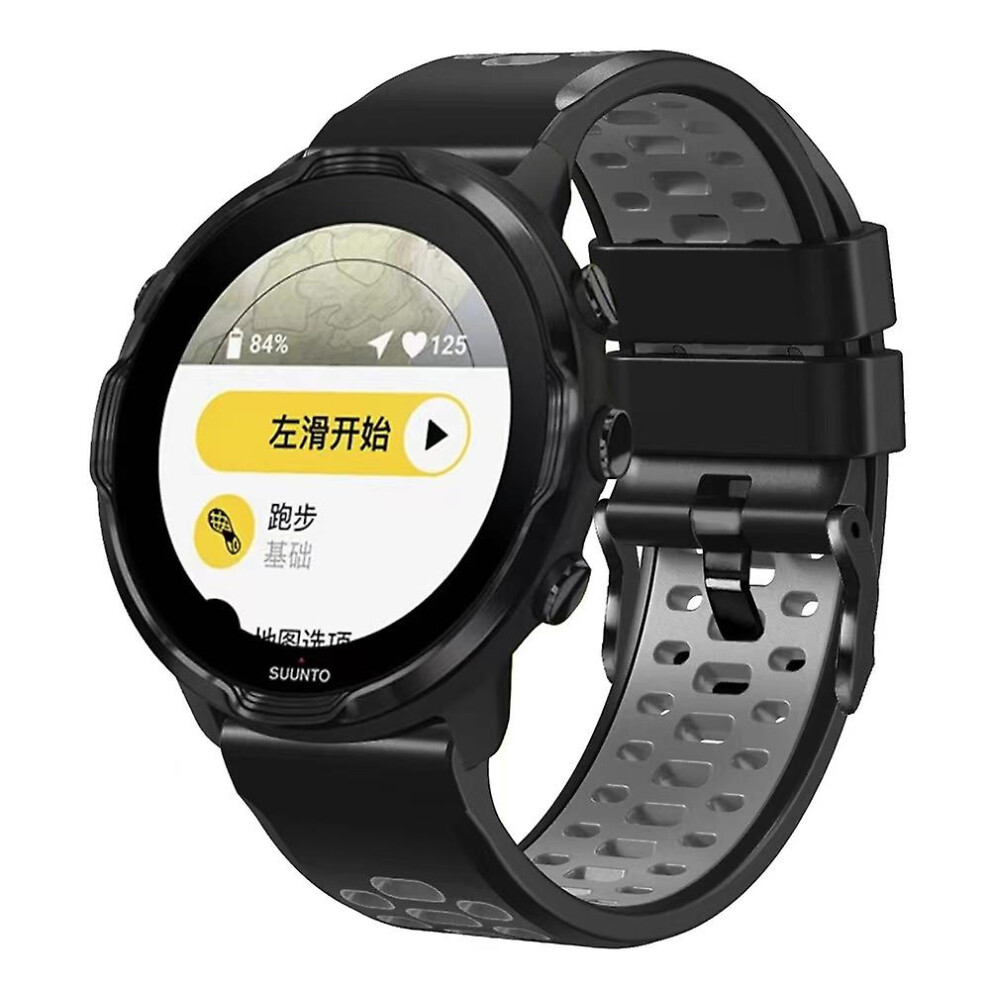 (Lime ) For Suunto 7 / 9 / 9 Baro Dual-Color Silicone Watch Band 24Mm Multi-Hole Design Quick Release Wristband Strap Black 9033322374338
