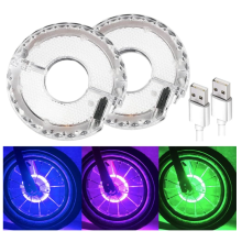 2 Tire Rechargeable Bike Wheel Lights Hub, Waterproof LED Cycling Spoke Lights 7 Color Bicycle Decoration Light(White)