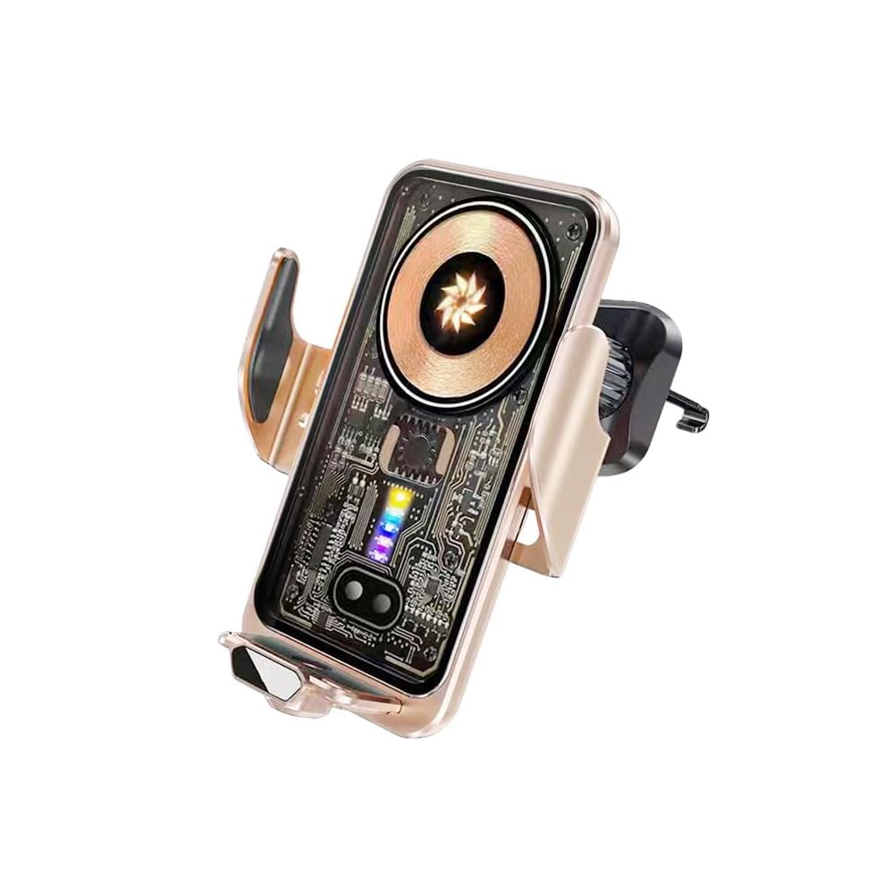 Chronus Wireless Car Charger 15W Fast Charging Auto-Clamping Car Phone Holder Wireless Charger Smart Car Wireless Charger Phone Holder(Gold) Gold 6976918343383