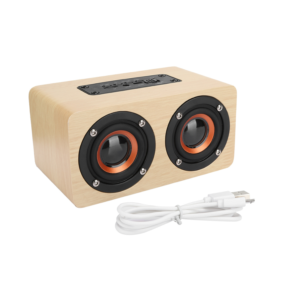 Chronus Wooden Wireless Bluetooth Speaker Desktop Music Player For Computer Mobile Phone(Yellow) Yellow 6976918340931