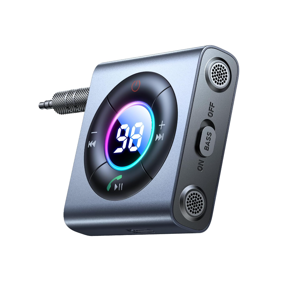 Chronus Upgrade Bluetooth 5.3 Aux Car Adapter [Dual Mics & Hifi Deep Bass Sound] Bluetooth Receiver For Car Music/Hands-Free Calling, 26H Battery 6976918346063