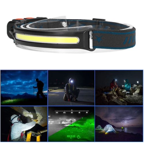 LED Headlight Multifunctional Induction Headlamp 3 Mode COB Outdoor Waterproof Head Flashlight(Black) 1