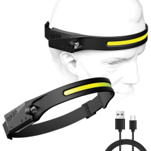 USB Charging Headlamp with LED Glare Induction 230 Illumination Weatherproof Rechargeable Outdoor Running COB Headlight for Adults and Kids(Black)