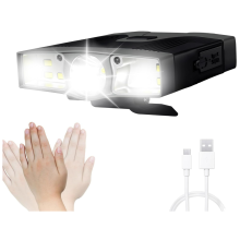 LED Clip on Cap Light - Rechargeable Waterproof Hat Light Flashlight Headlamp for Fishing Camping Hand Work Baseball Caps(Black)
