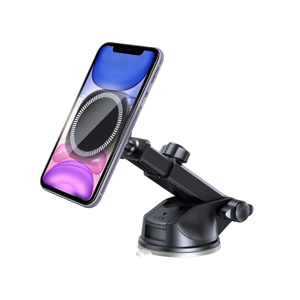 Chronus Car Magnetic Phone Holder For Dashboard, 360 Rotation Hands Free Automotive Windshield Phone Mount With Suction Cup(Black) Black 6976918343420