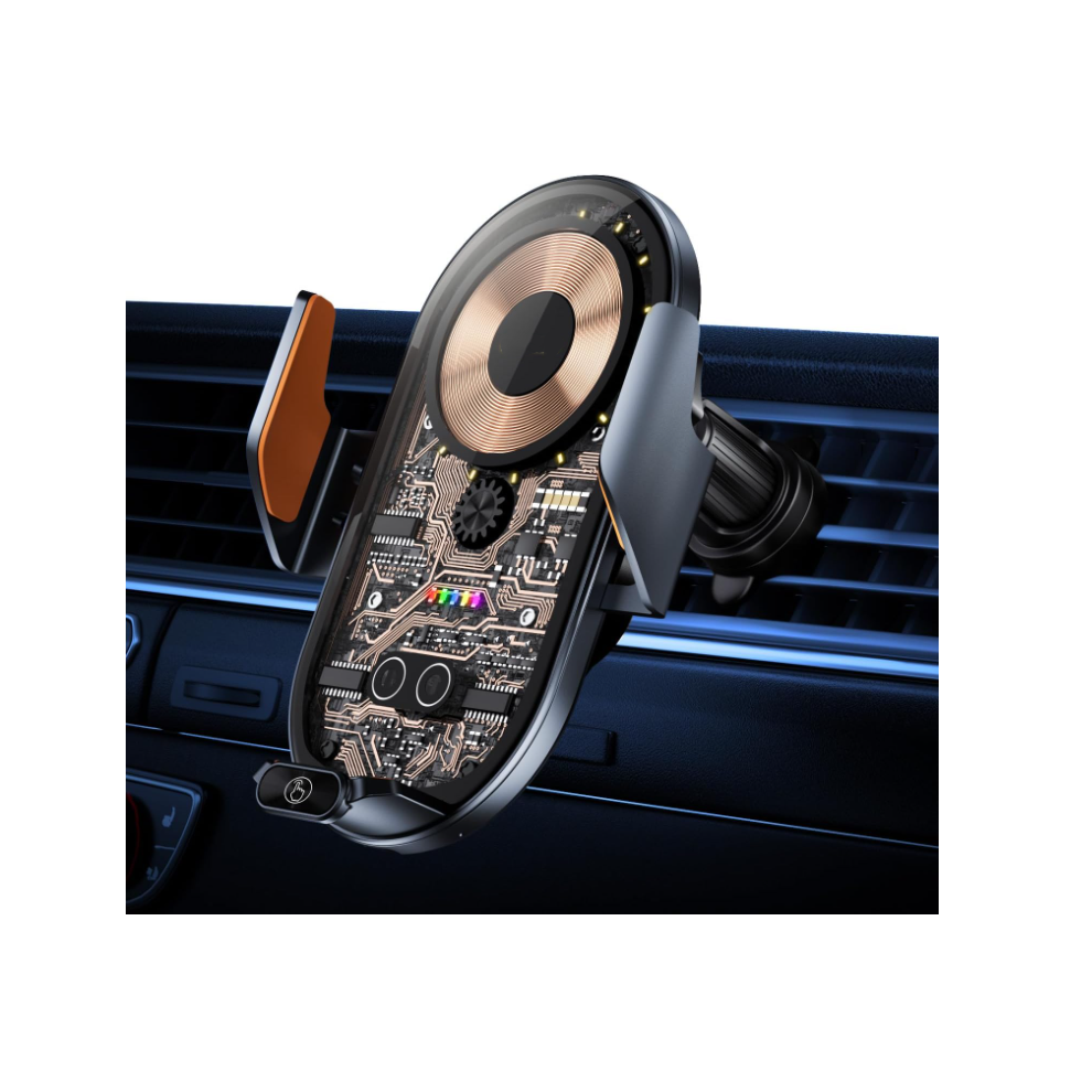 Chronus Wireless Car Charger 15W Fast Charging Auto-Clamping Car Phone Holder Wireless Charger Smart Car Wireless Charger Phone Holder(Black) Black 6976918343291