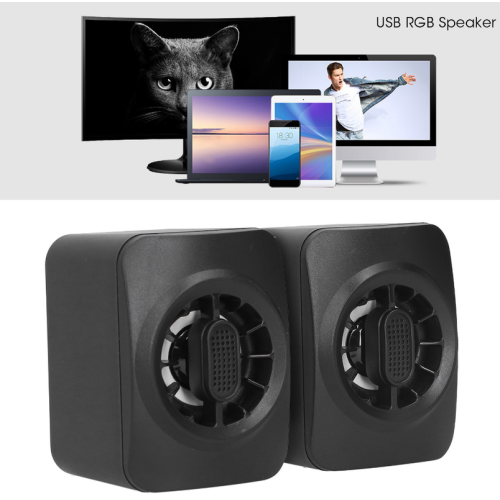 Mini RGB USB Powered Subwoofer Speaker with 3.5mm Cable for PC Laptop Desktop (Black) 2