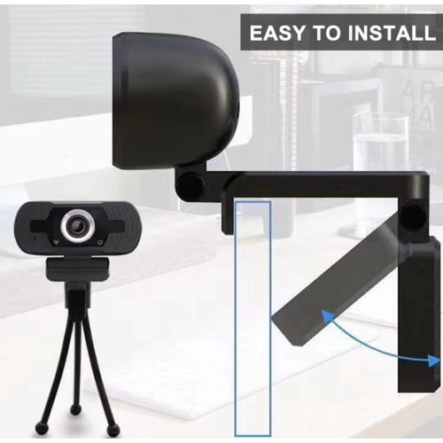 1080P USB Computer Webcam Digital Noise Reduction Online Webcast Desktop Camera with Microphone(Black) 2