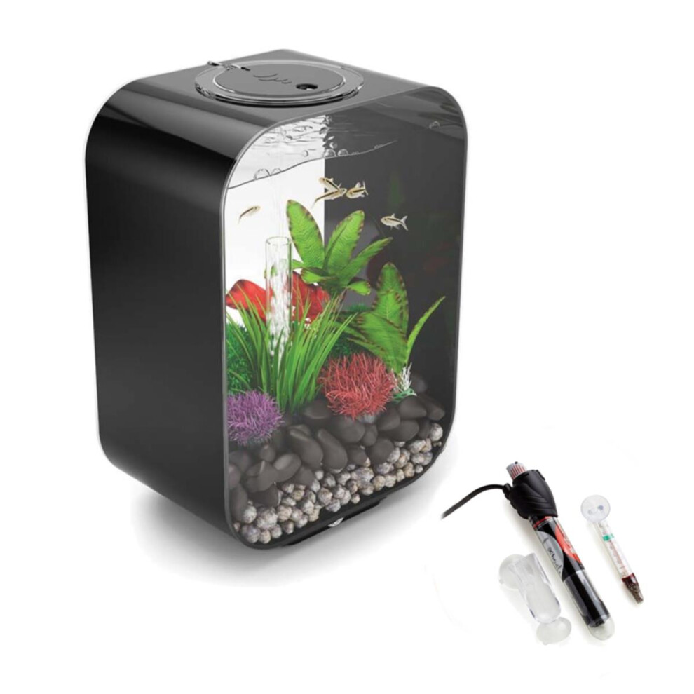 biOrb LIFE 15L Black Aquarium Fish Tank with Multi Colour LED Lighting and Heater Pack