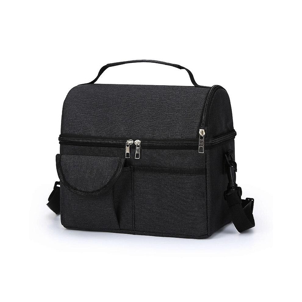 (Black) Large Picnic Cooler Bag Insulation Bag Lunch Bag For Women Men Kids Picnic Bag, Adjustable Shoulder Strap