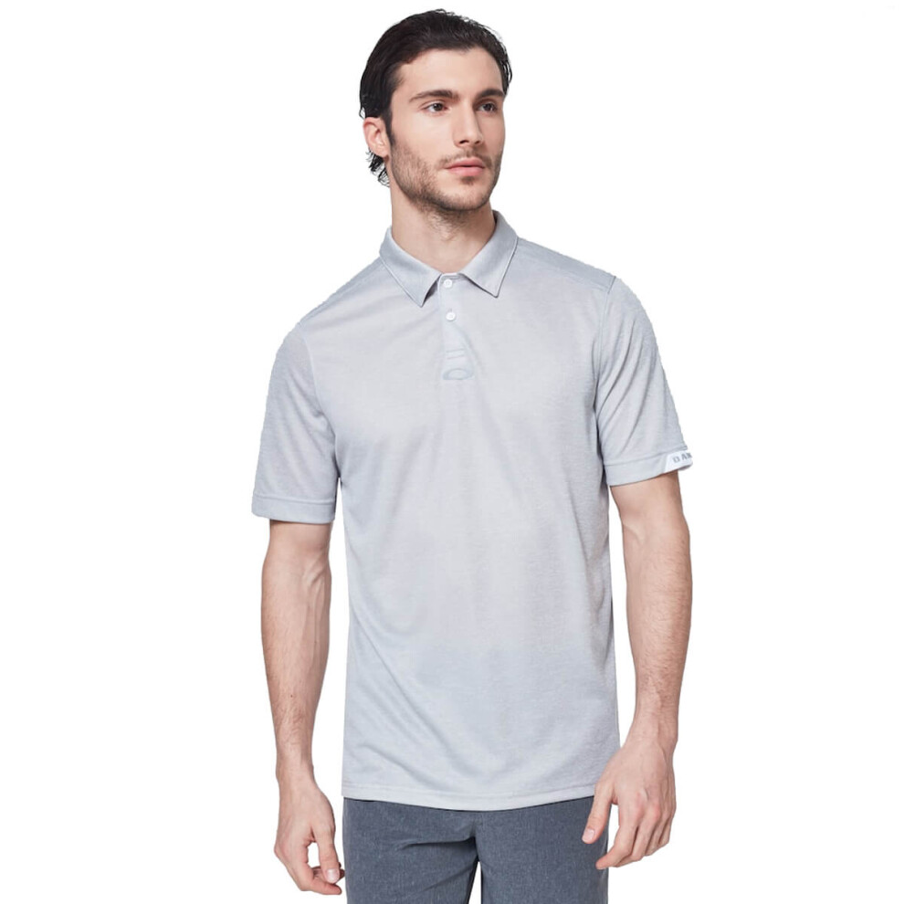 (S, Fog Grey) Oakley Mens 2021 Gravity 2.0 Breathable SS Golf Polo Shirt