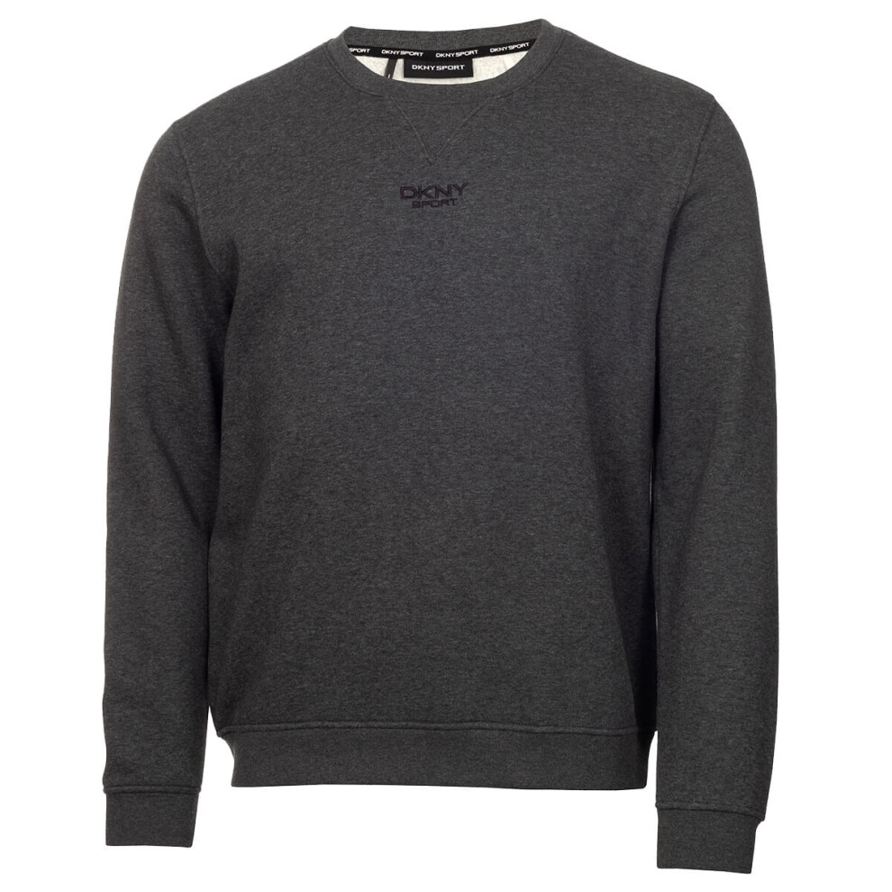 (S, Charcoal Marl) DKNY Mens 2021 Harlem Breathable Soft Feel Comfort Crew Neck Jersey Sweater