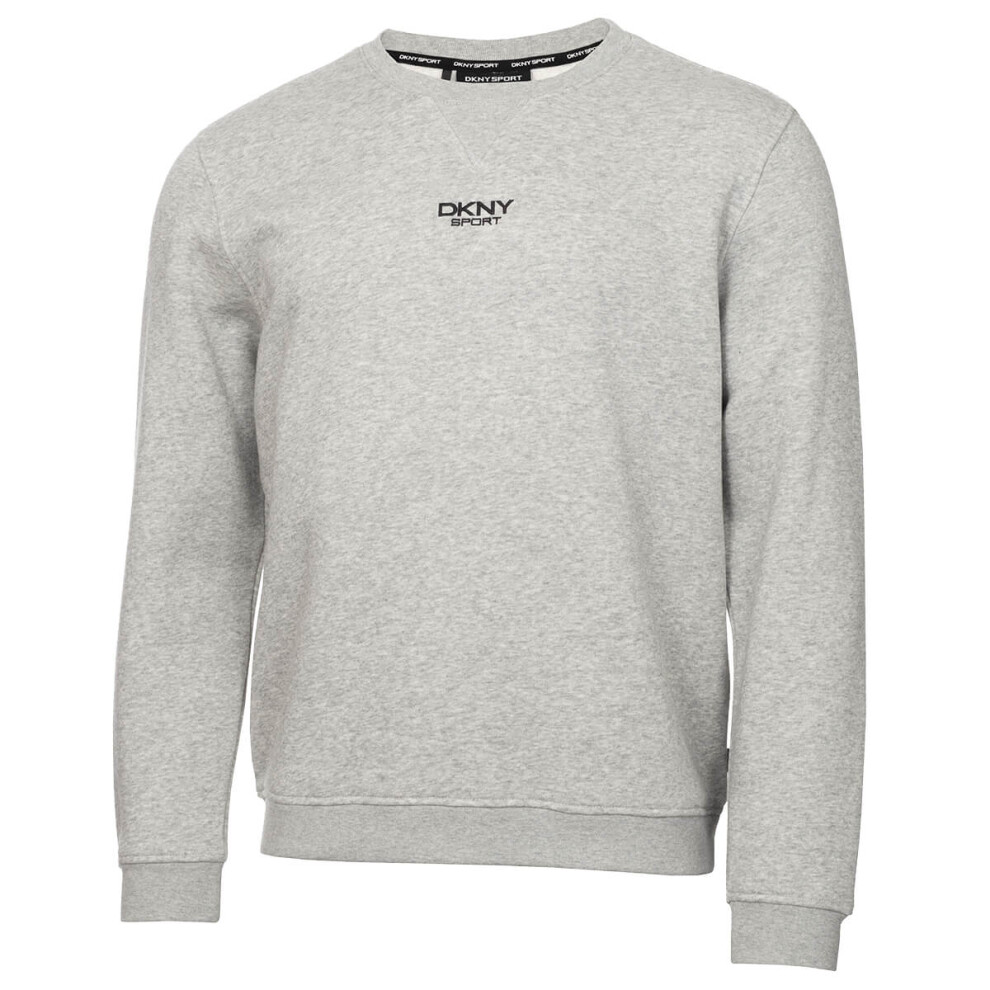 (S, Silver Marl) DKNY Mens 2021 Harlem Breathable Soft Feel Comfort Crew Neck Jersey Sweater