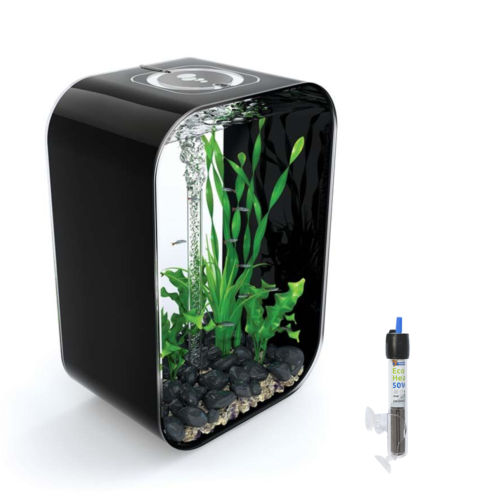 biOrb LIFE 45L Black Aquarium Fish Tank with Multi Colour LED Lighting and Heater Pack