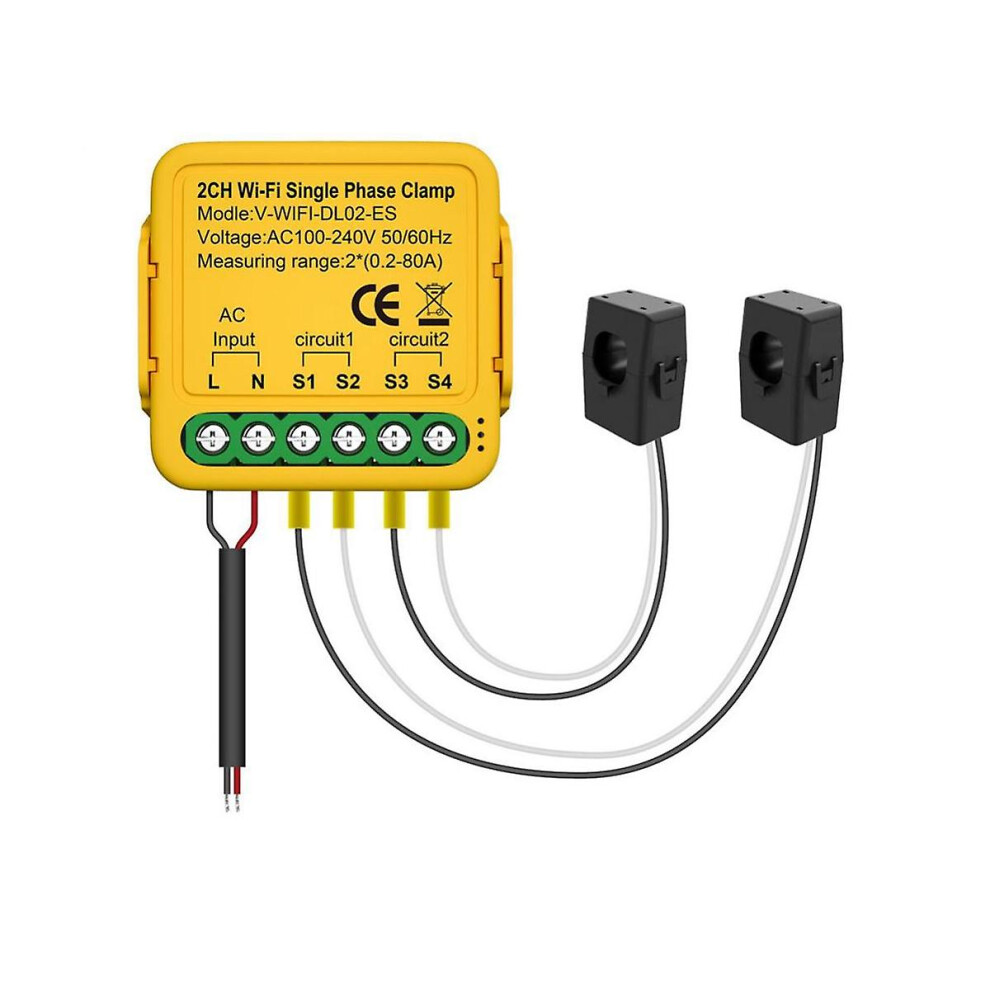 Tuya Bilateral Wifi Energy Meter 80A With Clamp Ct Kwh Power Electricity Consumption Monitor For Al 9168212086920