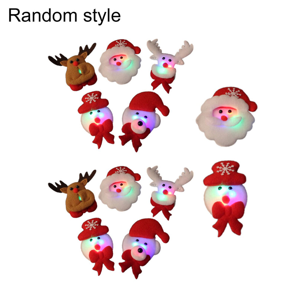 12pcs Led Brooch Pins Nice-looking Decorative Lightweight Lighting Christmas Colorful Glitter Brooch Santa Pins For Party