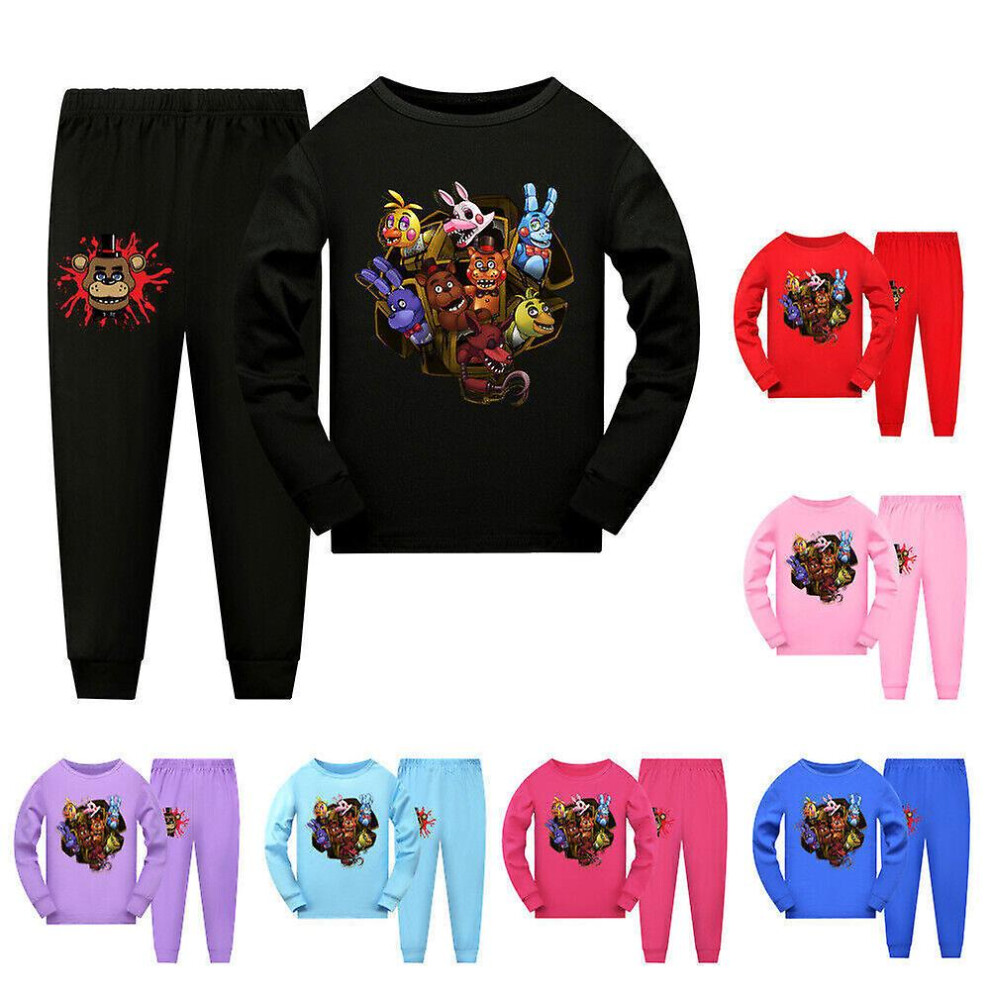 (suit black, 150cm) Kids Five Nights At Freddy's Fnaf Pyjamas Cotton Pj Set Sleepwear Nightwear Xmas