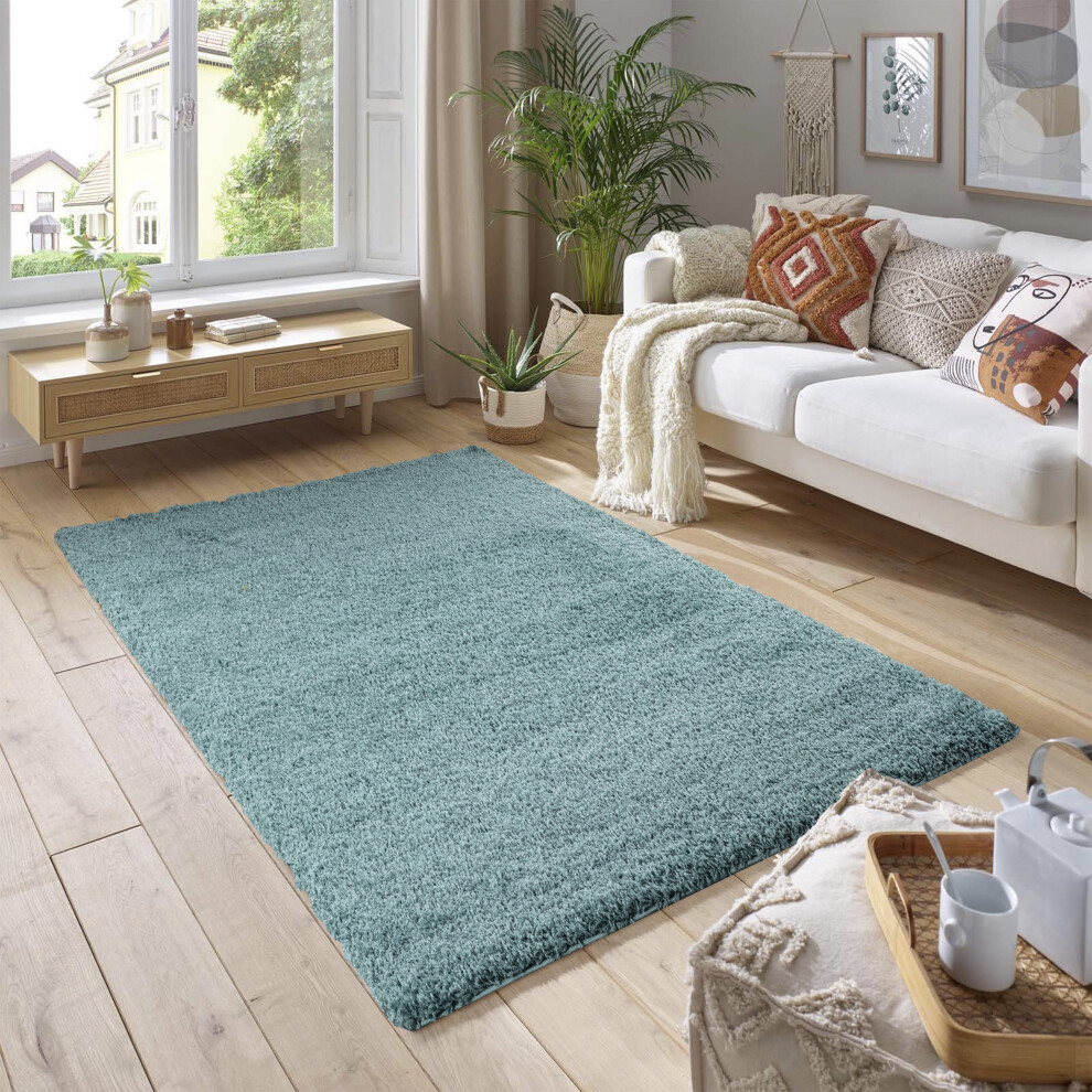 (120cm x 170cm (4ft x 5ft 8")) Soft Thick Luxury Modern Shaggy Rug Duck Egg