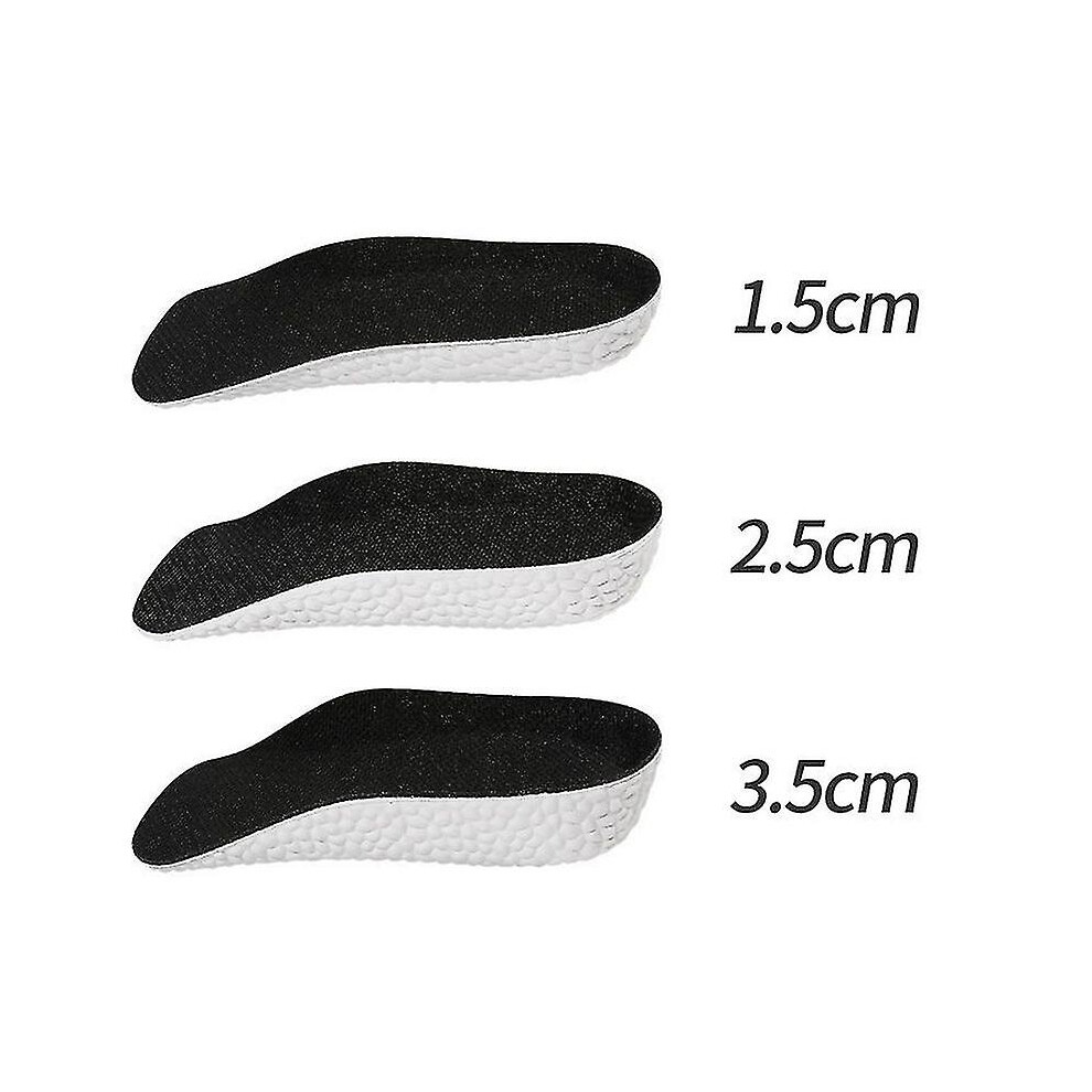 (Black, 3.5cm) Invisible Height Increase Insoles Half Sole Heighten Sports Shoe Pads Inserts Men Women Orthopedic Arch Support Insole 1.5-3.5cm