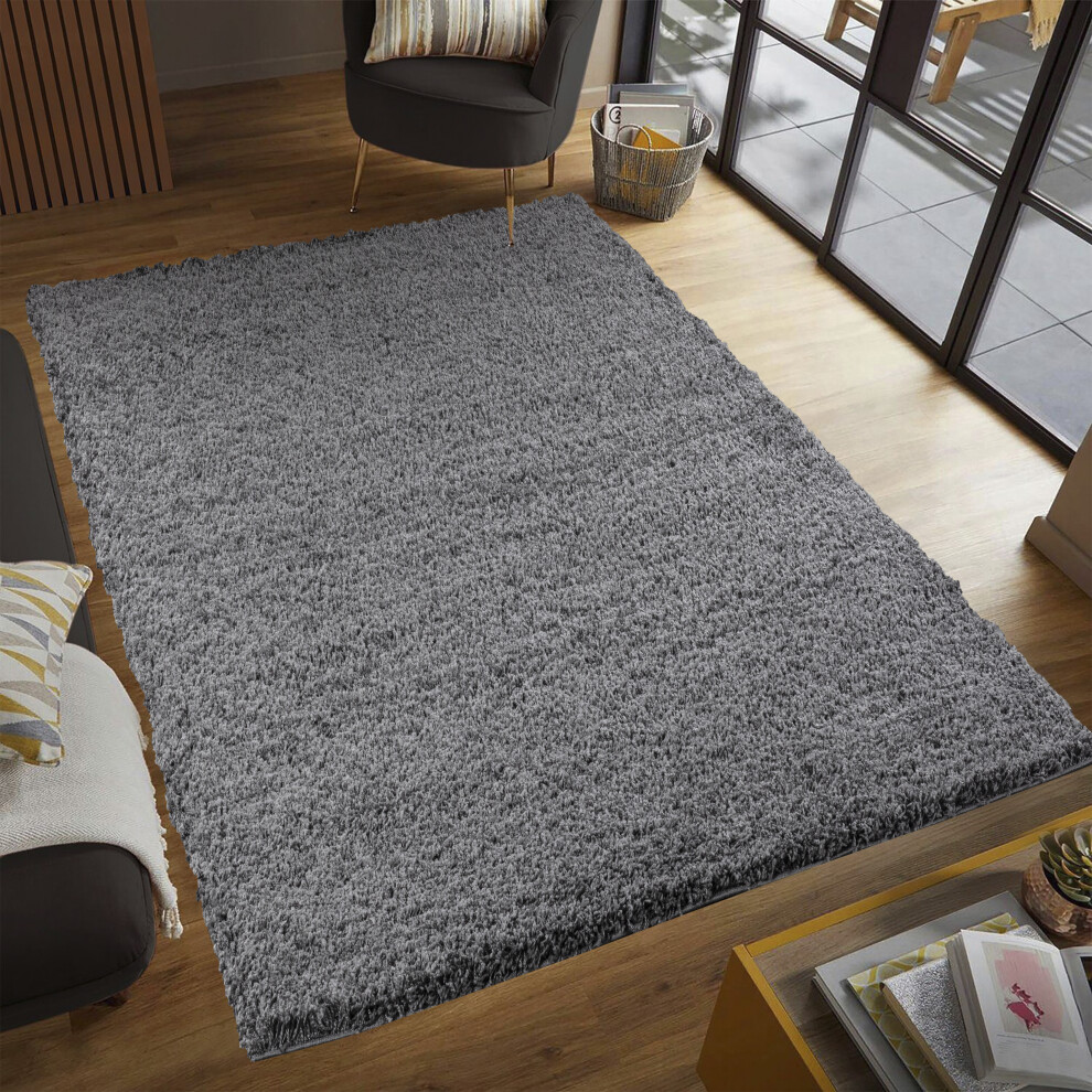 (160cm x 230cm (5ft 4" x 7ft 8")) Soft Thick Luxury Modern Shaggy Rug Dark Grey